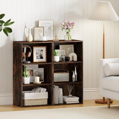 Giantex 3 Shelf Bookcase, Book Shelves Cube Storage Organizer, Open Storage Cabinet Multi-Functional Home Office Bedroom Furniture Display Bookcases, Rustic Brown - color: Rustic Brown