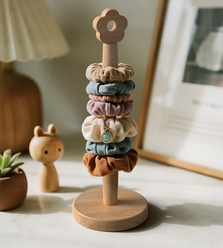 KitchLife Cute Wooden Paper Towel Holder for Countertop with Weighted Base – Solid Freestanding Paper Towel Stand Dispenser with Anti-Slip Base, Flower Top - style: Flower