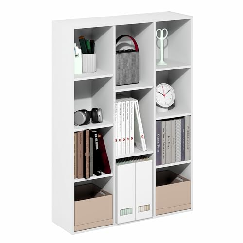 Furinno LUDER Book Shelf, 11-Cube Bookshelf, Reversible Bookcase, 9.4 x 29.1 x 41.7, Easy Assembly, for Living Room, Bedroom, Home Office, White - color: White, size: 11-Cube