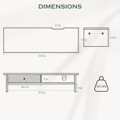 Bamboo Monitor Stand with Acrylic Sliding Door, Monitor Riser with Storage and Cable Management, Wood Desk Shelf for Home Office, Laptop and Printer
