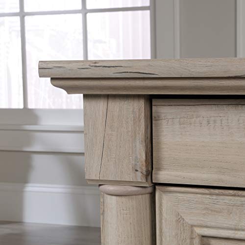 Sauder Palladia Office Desk with Drawers, Executive Desk with File Cabinet Storage, Cable Management, Keyboard Tray, in Split Oak Finish - color: Split Oak