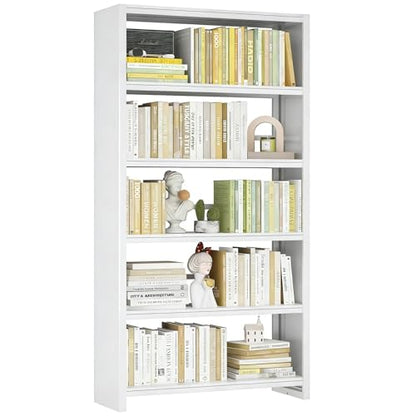 VASAAOSD 5 Tier Book Shelf, 69.3" Tall White Bookshelves, Open Metal Bookshelf, Toolless Assembly White Shelves for Home Office, Living Room, Study - color: White, size: 3 Tier