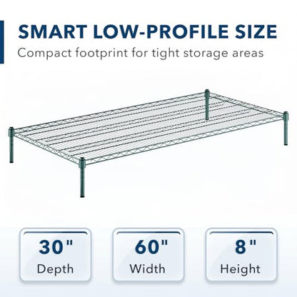 30" x 60" x 8" Green Epoxy Wire Storage Shelf, Dunnage Rack, Commercial 1 Tier Small Shelf - color: Green, size: 30"D x 60"W x 8"H