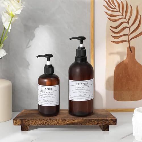 2pcs Wood Pedestal Stand, Wooden Riser Soap Tray for Kitchen Counter Sink Stand Decorative Rustic Bathroom Dishes Table Decor (9 * 6inch)