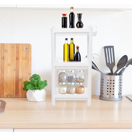 Tissting Bathroom Storage Rack 3-Tier, Plastic Freestanding Shelf | Multifunctional Organizer | Living Room & Bedroom & Kitchen | Space Saver(3 layers) - color: 3 Layers