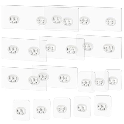 15 Pack Shower Caddy Adhesive Replacement - Strong No Drilling | Shower Shelf Adhesive Hooks for Bathroom Storage Shelves & Kitchen Racks, 3 Sizes Included