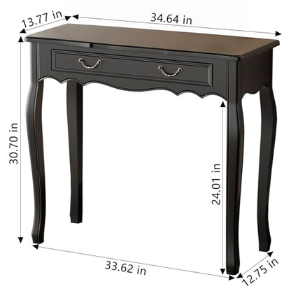 Black Entryway Table with 1 Drawer Console Table for Entryway Entrance Table for Hallway, Living Room, Foyer, Easy Assembly (Legs Only), 13.77D x 34.64W x 30.7H in - color: Black