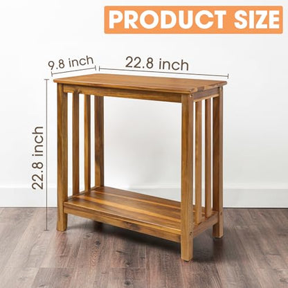 ENKEZI Narrow End Table with Shelf – Slim Side Table, Nightstand for Small Spaces, Bedroom, Living Room, Balcony or Outdoor Use (Minimalist Console) - style: Minimalist Console