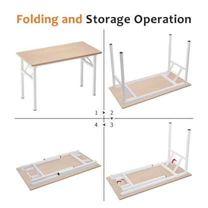 Need Office Computer Desk - 47.2L Sturdy and Heavy Duty Folding Laptop Table,Writing Table/Home Office Desk/Sewing Table,No Assembly Required,Pink Oak&White AC5AW (120 * 60) - color: Pink Oak & White Frame, size: 47inch