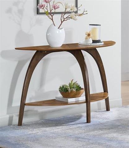 Martin Svensson Home LAX Mid Century Wood Sofa Table, Nutmeg & Espresso | Retro Modern, Half-Moon Console Table with Lower Shelf, for Living Room or Entryway - color: Nutmeg Brown Top With Espresso Brown Legs