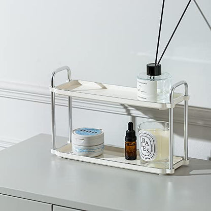 3.54 Inch Desktop 2-Layer Storage Rack | Countertop Storage Shelf for Bathroom, Kitchen, Living Room, Bedroom, Dressing Table,White - size: 3.54 Inch