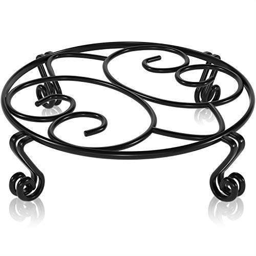 Yimobra Original Patented Plant Stand for Flower Pot Heavy Duty Potted Holder Indoor Outdoor, Metal Rustproof Iron Garden Container Round Supports Rack for Planter, Black, 10.2 Inches - color: Black, size: 10.24 x 2.36 inches