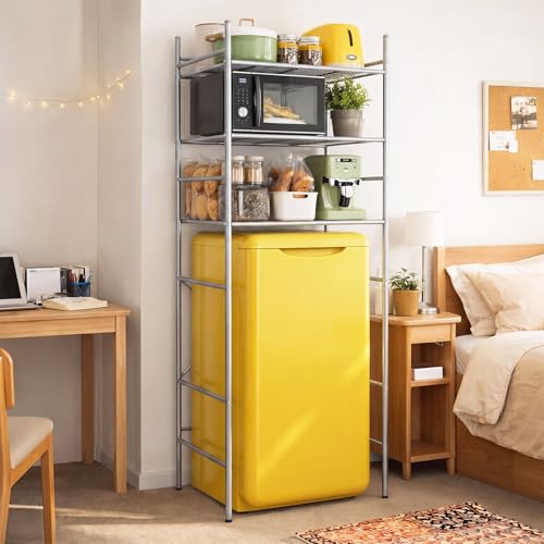 Wesiti 3 Tier Mini Fridge Shelf for Dorm Sliver Mini Microwave Stand | Over the Fridge Metal Storage Shelves Rack for College Dorms Kitchen Bathrooms Home Office
