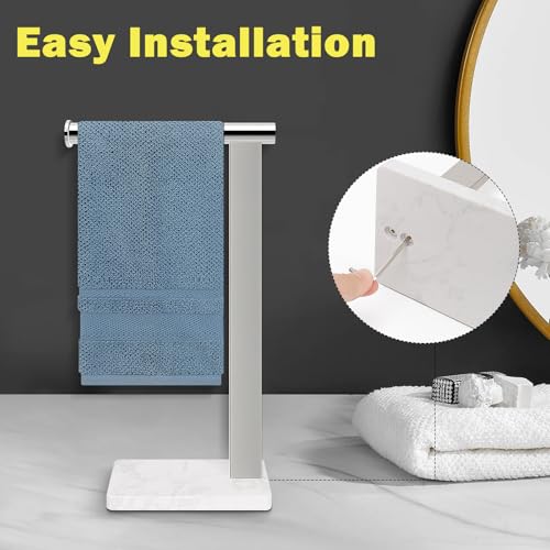 Stainless Steel L-Shaped Hand Towel Holder, SUS304 Bathroom Towel Rack with Thickened Base for Countertop Vanity (Chrome, Square Base) - color: Chrome