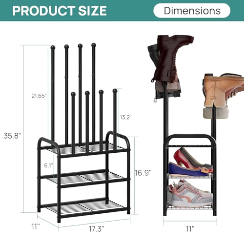 viewcare Black Boot Rack, Small Boot Rack Organizer, Tall Boots with Shoe Rack for Closet, Shoe Shelf Storage Organizer for Entryway Small Space - size: Small