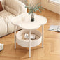 2-Tier Modern Sofa Side Table, Four-Leaf Clover Shape End Table Coffee Tea Snack Table Small Nightstand with Storage for Bedroom Living Room Creamy White - color: Creamy White