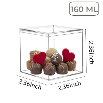 KissYou Acrylic Box with Lid 2 Pieces Small Clear Square Cube Small Mini Storage Box Plastic Containers Weddings, Party Gift Candy Boxes - size: 2.36 x 2.36 x 2.36 Inch