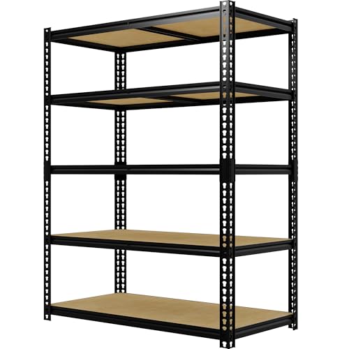 Heavy Duty Garage Storage Shelves 5-Tier Metal Adjustable Shelving Unit Storage Shelving for Kitchen Pantry Basement Bathroom Laundry, 2500 LBS Capacity, 48" l x 18" w x 72" h - size: 48"L x 18"W x 72"H