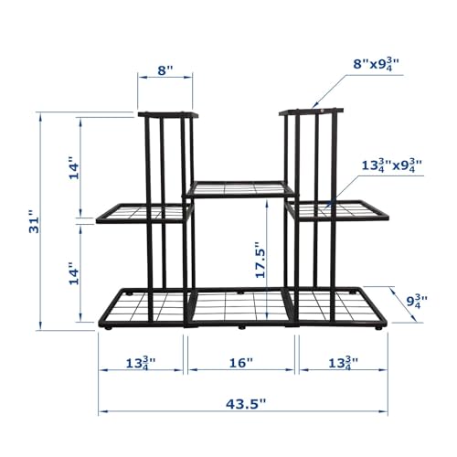 MTB Garden 3 Tier 8 Potted Charcoal Grey Metal Large Plant Stand Indoor Outdoor Flower Pot Display Planter Shelf