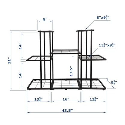 MTB Garden 3 Tier 8 Potted Charcoal Grey Metal Large Plant Stand Indoor Outdoor Flower Pot Display Planter Shelf