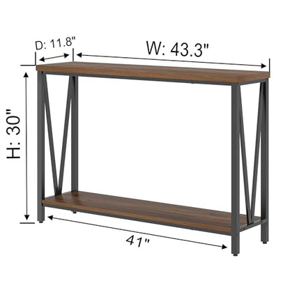 FOLUBAN Entryway Table, Narrow Console Table, Modern Sofa Table for Living Room, Hallway, Behind Couch (Rustic Walnut) - color: Walnut