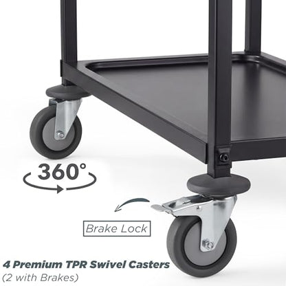 CURTA Black Stainless Steel Serving Cart, 3-Tier Rolling Utility Trolley (38"x20"x37"), Heavy Duty Painted Kitchen Cart on Wheels with Brakes, Commercial Grade for Restaurant, Hotel, Salon & Lab - color: Xl(black): 38(l) X 20(w) X 37(h) Inch