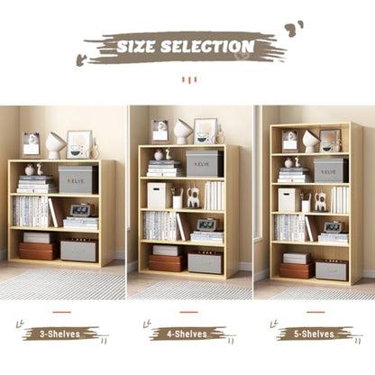 NELYE Basic Open Shelf Bookcase - 5-Tier Wooden Cube Storage Shelves Split Bookshelf, Oak - color: Oak, size: 5-Tier