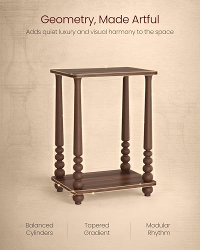 VASAGLE Mariel Collection - Side Table, Accent Nightstand for Small Spaces, Rectangular End Table with Shelf, Solid Wood Legs, Mid-Century Modern, Living Room Bedroom, Chestnut Walnut ULET294KX01S - color: Chestnut Walnut