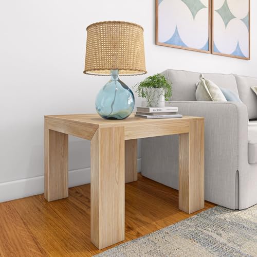 Plank+Beam Modern Square Corner Table, 32", Slim Side Table for Living Room, Mini End Table for Small Spaces, Bedside Night Stand, Blonde Wirebrush - color: Blonde Wirebrush, size: 32 Inch Square Table without Shelf