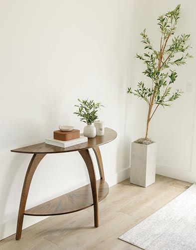 Martin Svensson Home LAX Mid Century Wood Sofa Console Table, Nutmeg Brown | Retro Modern, Half-Moon Table with Lower Shelf, for Living Room or Entryway - color: Warm Nutmeg Brown