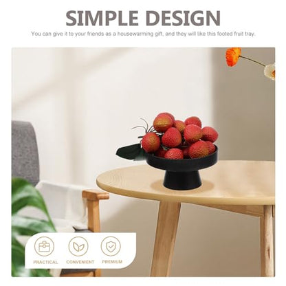 DOITOOL Ceramic Footed Bowl - 5 inch Decorative Pedestal Bowl Fruit Fruit Tray Dessert Display Stand Serving Dishes for Home Kitchen Counter Centerpiece Table Decor - Black