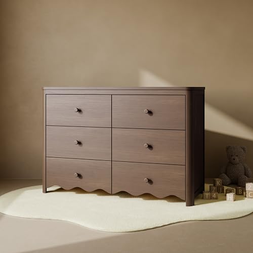 Storkcraft Casablanca 6 Drawer Dresser, Hazelnut | GREENGUARD Gold Certified, Brown Dresser for Bedroom, Kids & Nursery Storage Chest, Safety Interlocking Drawers, Kids Bedroom - color: Hazelnut, style: 6 Drawer Dresser