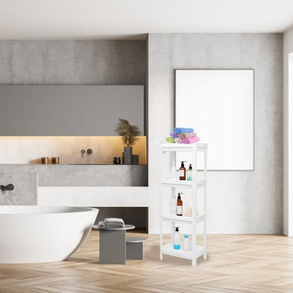 Tissting Bathroom Storage Rack 4-Tier, Plastic Freestanding Shelf | Multifunctional Organizer | Living Room & Bedroom & Kitchen | Space Saver(4 layers) - color: 4 Layers
