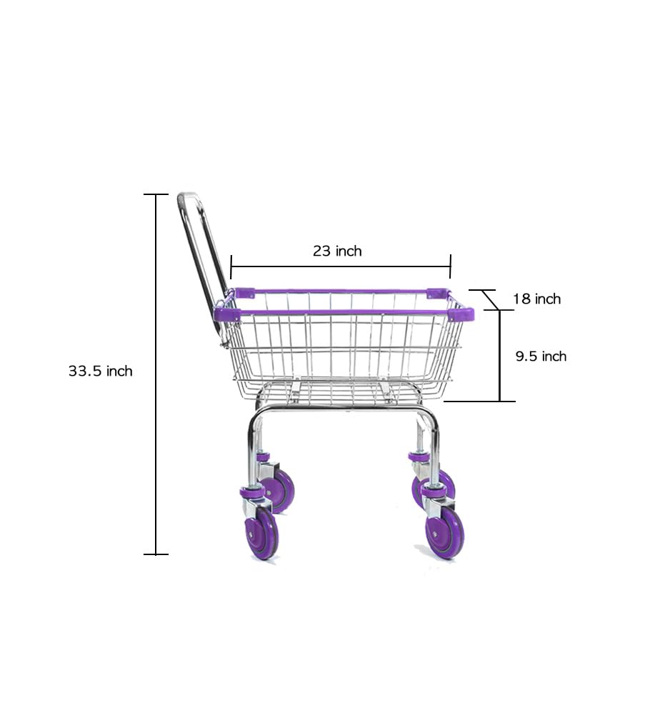 U Handle Grocery & Laundry CART 1.5 Bushel (Gunpowder Metal) Red, Blue Trim (Blue) - color: Blue