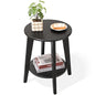 Side End Table Round Black Beside Table Sofa Table Nightstand Modern End Table 2-Tier Small Accent Tables Great for Small Spaces Living Room Bedroom - color: Black