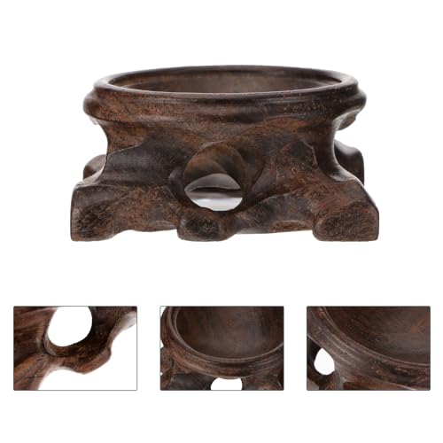 Sewroro Wood Carving Base Crystal Ball Stand Decorative Display Pedestal for Home Office Desk 2.16X2.16X0.98 Inch Lightweight Crystal Ball Holder