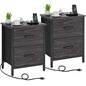 Vagusicc Nightstand Set of 2 with Charging Station, End Table Bedside Table with Power Outlet & USB Ports, Side Table with 2 Fabric Drawers for Bedroom, Living Room, Gray Walnut - color: Gray Walnut (2 Pack)