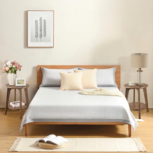 Round End Table 2 Tier Wooden Side Tables with Storage Shelf Modern Nightstand Bedside Table for Small Spaces, Living Room, Bedroom Light Brown - color: Light Brown
