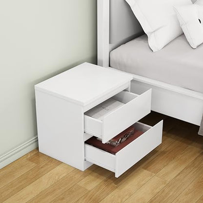 Nightstand with Drawers, Bedside Table with Drawers, Sofa Side Table Storage Cabinet, Night Stand for Bedroom Living Room (1, 2 Drawers White, 19.7" W×15.6" D×18.9" H) - color: 2 Drawers White
