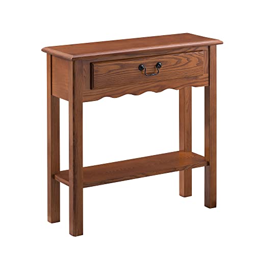 Leick Home Wave Console Table, Solid Wood, with Drawer, for Entryways, Hallways, and Living Rooms, Medium Oak, 9021-MED - color: Medium Oak