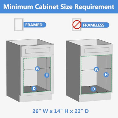 ROOMTEC 2 Tier Individual Pull Out Cabinet Organizer 25½"W x 21½"D, Slide Out Wood Shelves Organizers, Pull Out Drawers Organization and Storage for Kitchen Cabinet - size: 25½" W x 21½" D