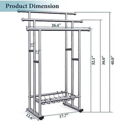 Kayfia 40'' Freestanding 3 Tier Alloy Steel Towel Rack with Storage Basket | Dual-Use Drying & Display Rack, Holds Oversized Bath Towels & Blankets, Fits Bathroom, Tub, Shower, Poolside, Silver - color: Grey