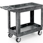 YITAHOME Grey Utility Cart on Wheels, 550 lbs Capacity, 40 x 17 Inch | Rolling Work Carts with Wheels, 2 Shelf Heavy Duty Plastic Service Cart Suitable for Warehouse, Garage, School & Office
