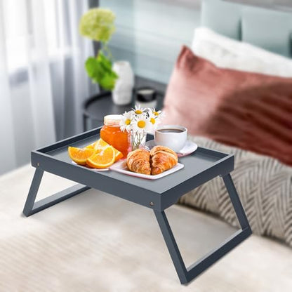 RRX Bed Tray Table with Folding Legs, Breakfast in Bed Tray (Grey) - color: Gray