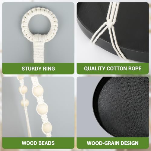 GREANER 2PCS Macrame Plant Hanger, Black Hanging Macrame Plant Holder with Handmade Cotton, Plant Window Hanger for Indoor and Outdoor Use - color: Black