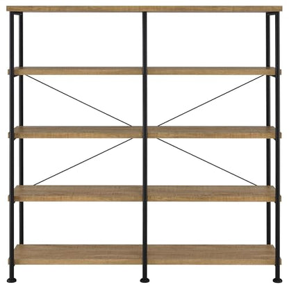 Coaster Home Furnishings - Analiese - Wood and Metal - 4-Tier Double Bookshelf with Open Shelves, X-Back Bracing, and Rectangular Frame - Home Office - 63-Inch - Mango - 801853 - color: Mango