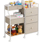 Modanais Baby Organizer and Storage - 3 Tier Rolling Cart with Dividers and Drawers, Easy To Assemble, Mobile Utility Cart with Wheels for Nursery, Bedroom, Changing Table & Crib,Off White | Detachable Dividers, 3 Tier Rolling Cart, Mobile Utility Cart wi