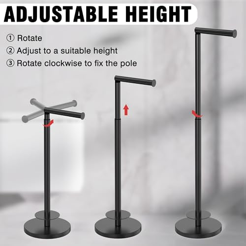 Toilet Paper Holder Stand 1 pc, Height Adjustable, Reserve Tissue for 6 Spare Rolls, Bathroom Storage, Rustproof with SUS304 Stainless Steel (Matte Black) - color: Matte Black