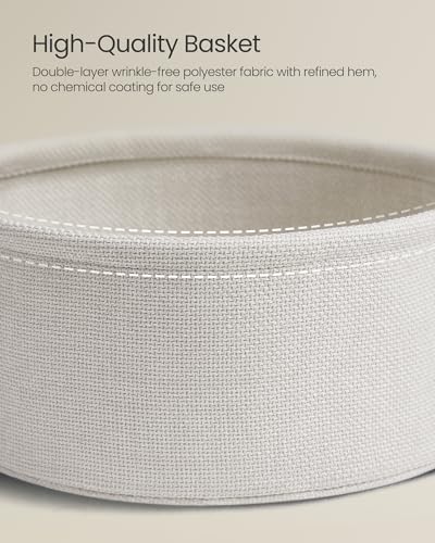 VASAGLE LILEA Collection - Small Round Side End Table, Modern Nightstand with Fabric Basket, for Living Room, Bedroom, Set of 2, Cream White ULET225LL01S - color: Cream White, size: Round + 2 pack