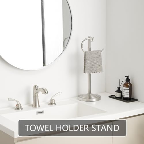 RFOUO Hand Towel Holder Stand, Towel Racks for Bathroom, Brushed Nickel | Stainless Steel, Adjustable 16.5-26 Inch,Heavy base,Space Saving Standing Towel Rack For Bathroom Kitchen Vanity Countertops - color: Brushed Nickel